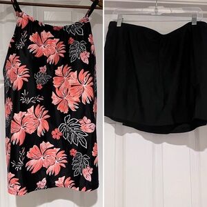 Tankini Black and Coral Floral